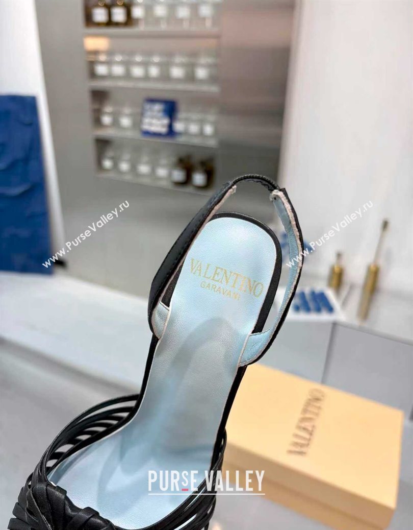 Valentino Heart Calfskin Leather Heel Sandals 10cm Black 2025 VLTN121501 (XL-251215029)