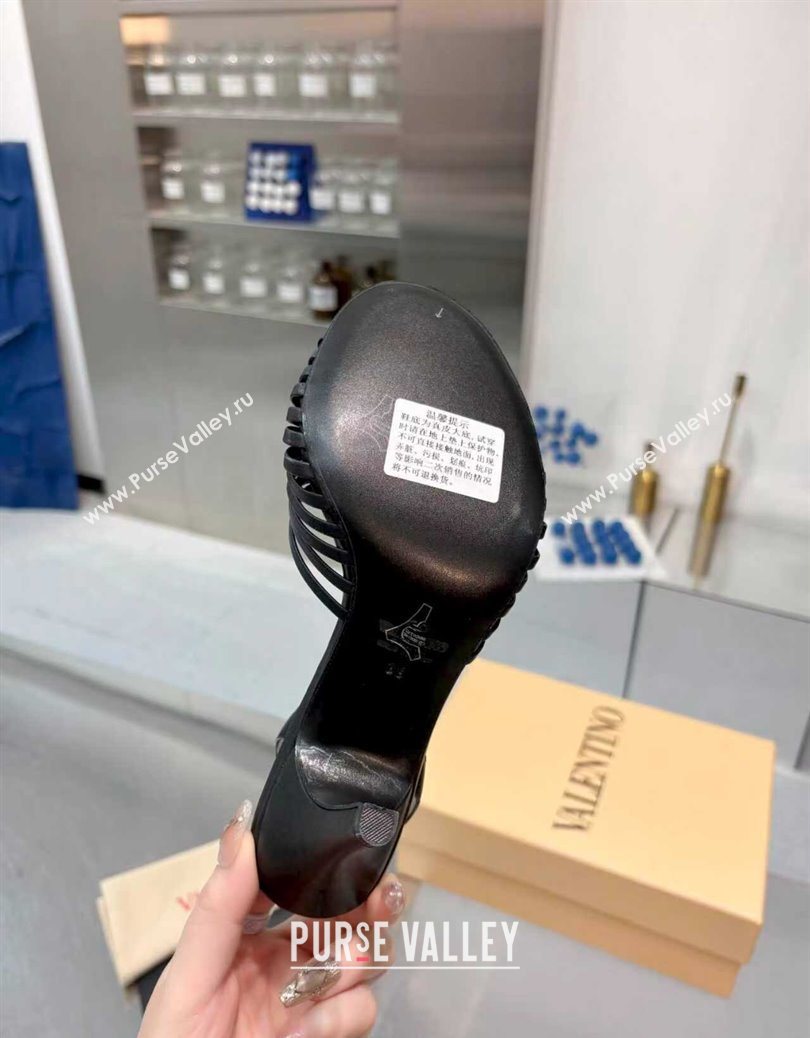 Valentino Heart Calfskin Leather Heel Sandals 10cm Black 2025 VLTN121501 (XL-251215029)