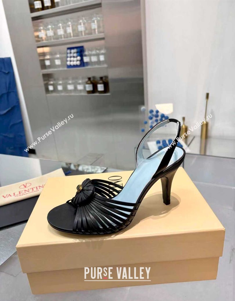 Valentino Heart Calfskin Leather Heel Sandals 10cm Black 2025 VLTN121501 (XL-251215029)
