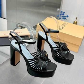 Valentino Heart Calfskin Leather Platform Sandals 11cm Black 2025 VLTN121501 (XL-251215036)