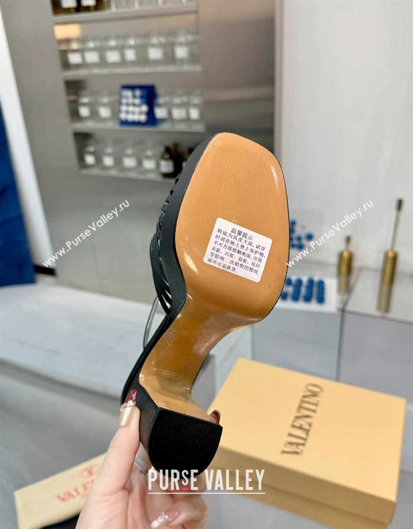 Valentino Heart Calfskin Leather Platform Sandals 11cm Black 2025 VLTN121501 (XL-251215036)