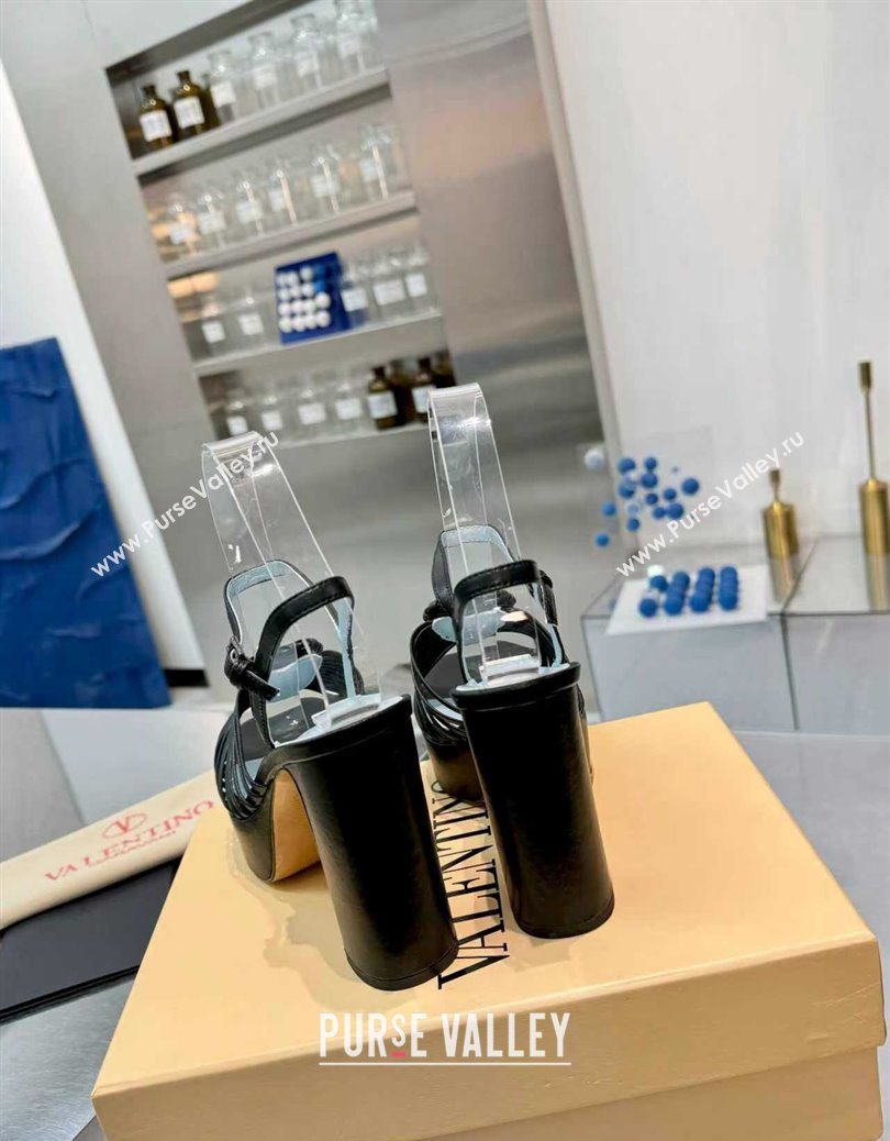 Valentino Heart Calfskin Leather Platform Sandals 11cm Black 2025 VLTN121501 (XL-251215036)