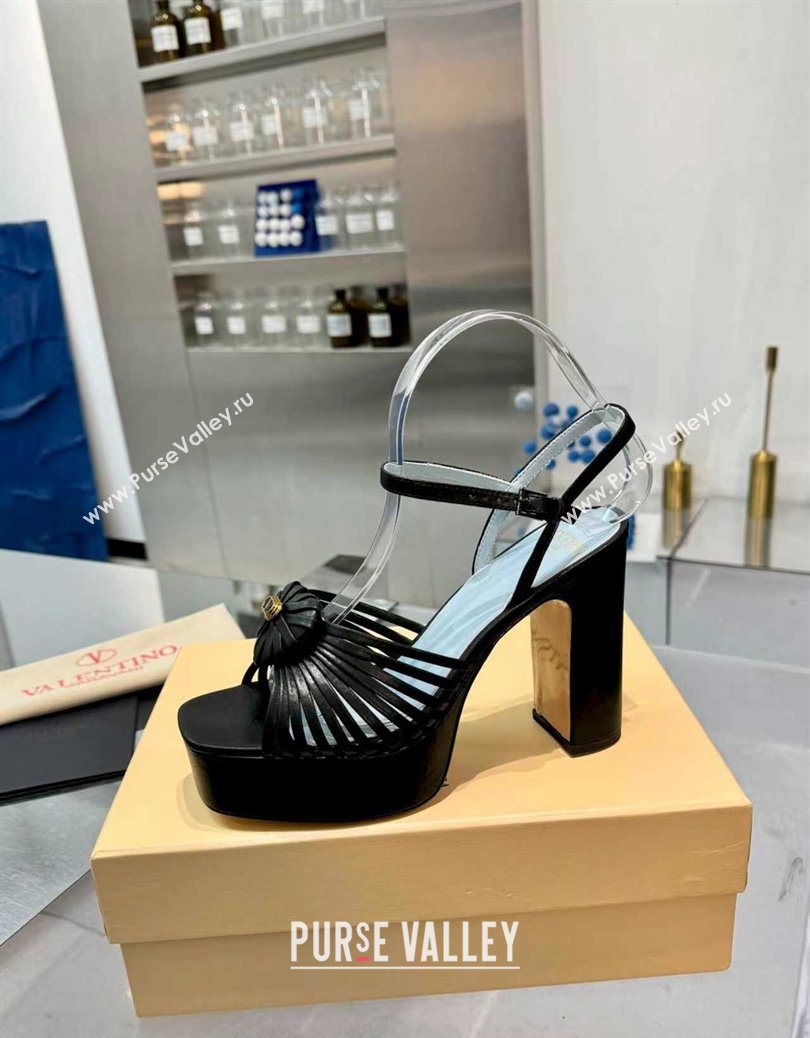 Valentino Heart Calfskin Leather Platform Sandals 11cm Black 2025 VLTN121501 (XL-251215036)