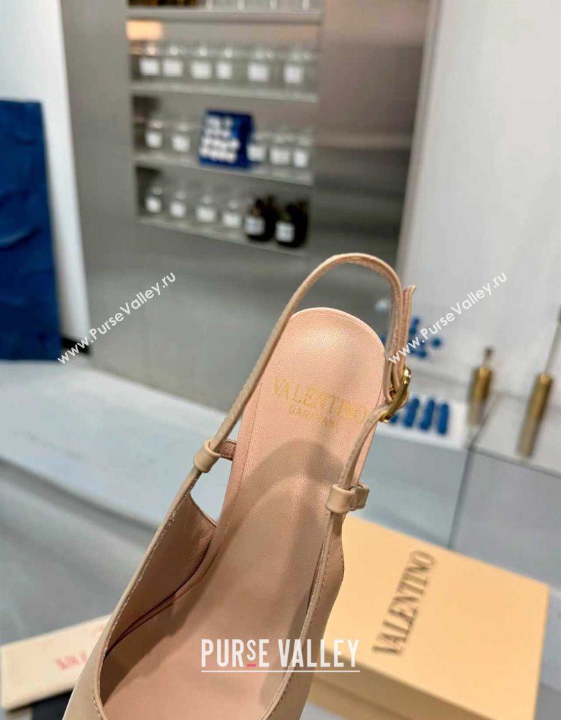 Valentino VALET DU ROI Slingbacks Pump 6cm in Calfskin Leather with Tassel Bow Beige/Dark Burgundy 2025 (XL-251215037)