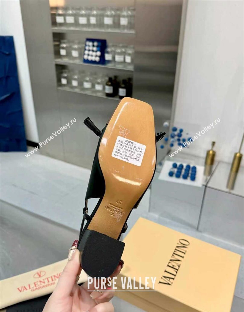Valentino VALET DU ROI Slingbacks Pump 6cm in Calfskin Leather with Tassel Bow Black/Brown 2025 (XL-251215039)