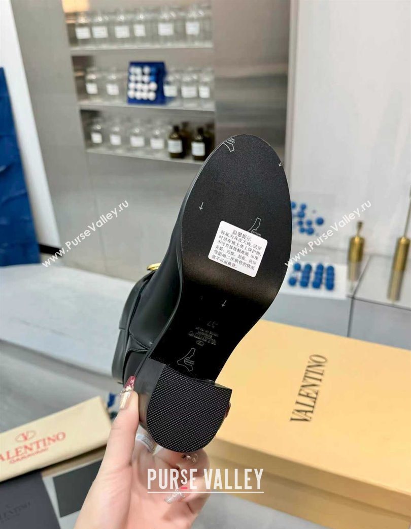 Valentino VLogo Signature Strap Heel Ankle Boots 7cm in Calfskin Leather Black 2025 VLTN121502 (XL-251215056)