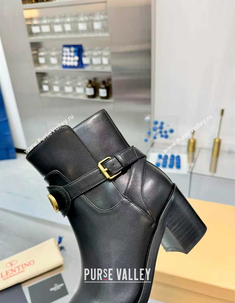 Valentino VLogo Signature Strap Heel Ankle Boots 7cm in Calfskin Leather Black 2025 VLTN121502 (XL-251215056)