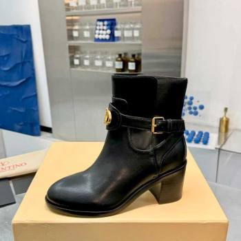 Valentino VLogo Signature Strap Heel Ankle Boots 7cm in Calfskin Leather Black 2025 VLTN121502 (XL-251215056)