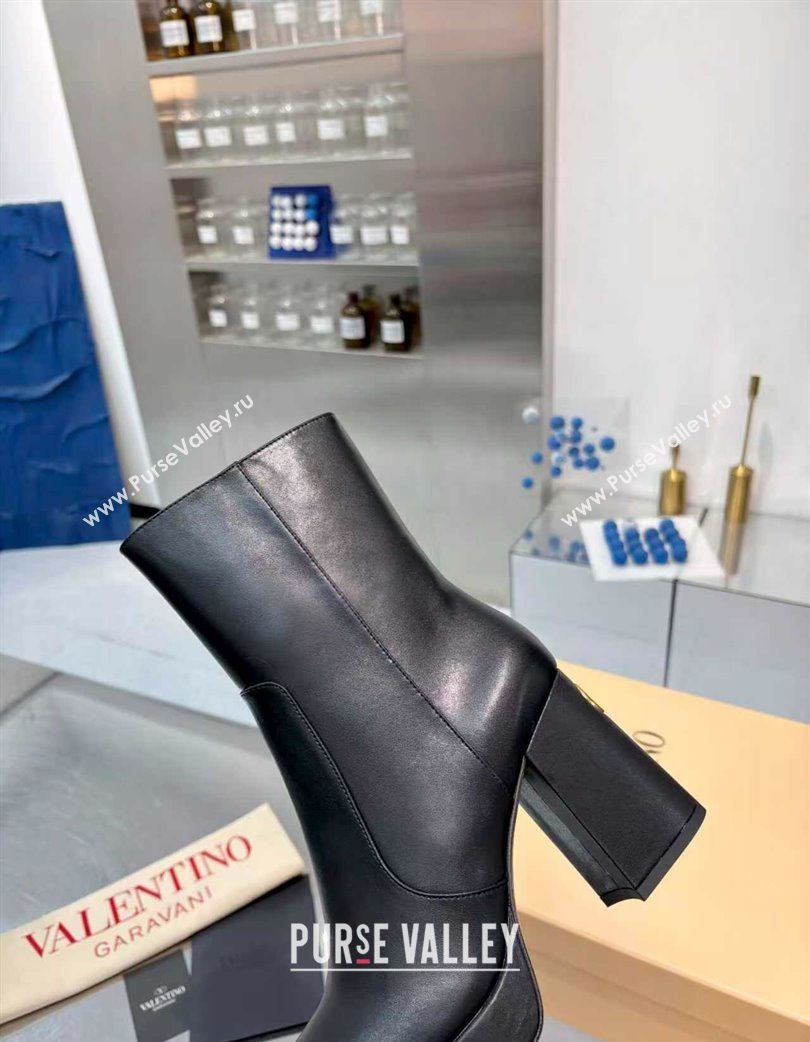 Valentino FAWCETTE Platform Ankle Boots 10cm in Calfskin Leather Black 2025 (XL-251215062)