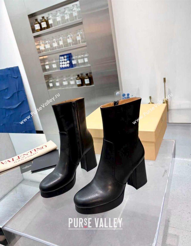 Valentino FAWCETTE Platform Ankle Boots 10cm in Calfskin Leather Black 2025 (XL-251215062)