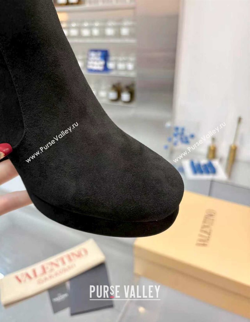 Valentino FAWCETTE Platform Ankle Boots 10cm in Suede Black 2025 (XL-251215064)