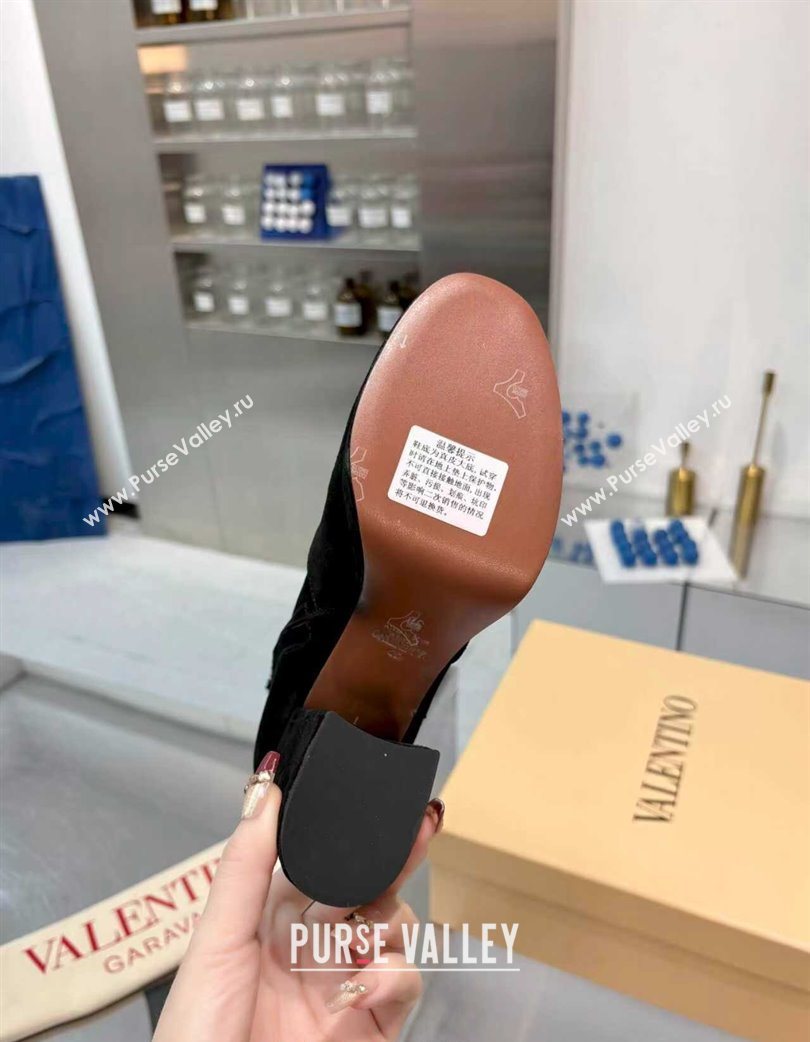 Valentino FAWCETTE Platform Ankle Boots 10cm in Suede Black 2025 (XL-251215064)