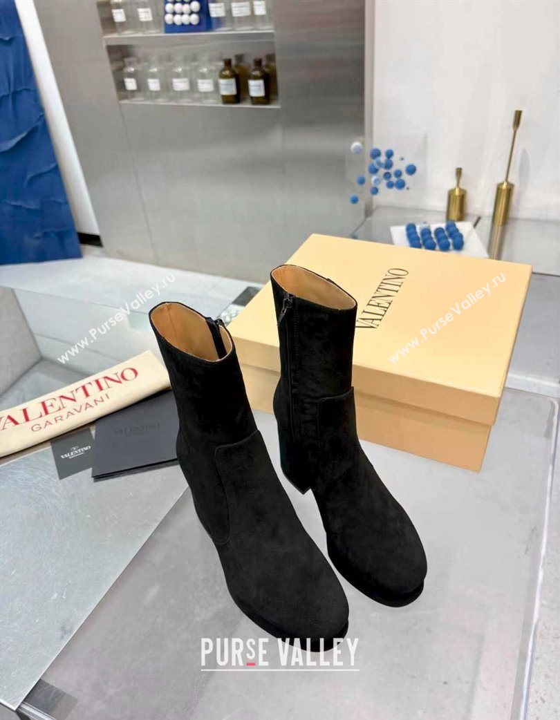 Valentino FAWCETTE Platform Ankle Boots 10cm in Suede Black 2025 (XL-251215064)