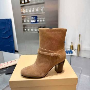 Valentino PATTIE Heel Booties 8cm in Suede with Buckle Beige 2025 (XL-251215067)