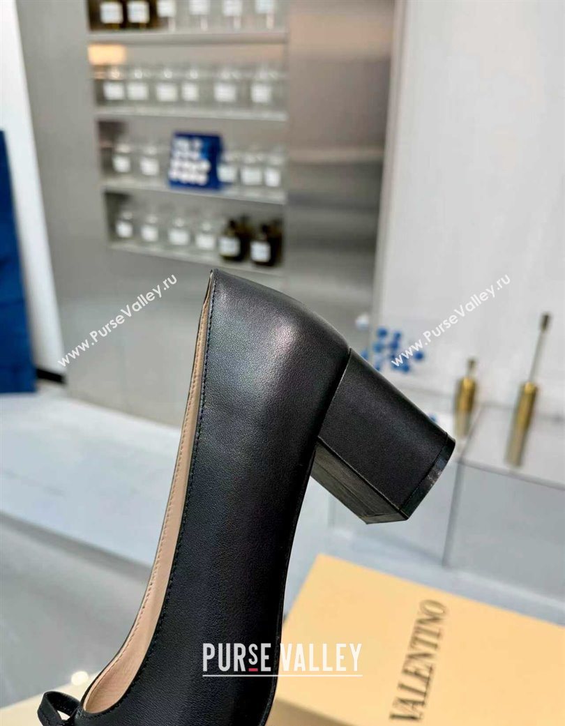 Valentino VALET DU ROI Pumps 6cm in Calfskin Leather with Tassel Bow Black/Brown 2025 (XL-251215044)