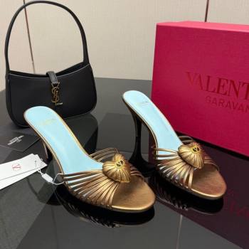 Valentino Heart Calfskin Leather Heel Slides Sandal Bronze Gold 2025 VLTN121501 (KL-251216006)