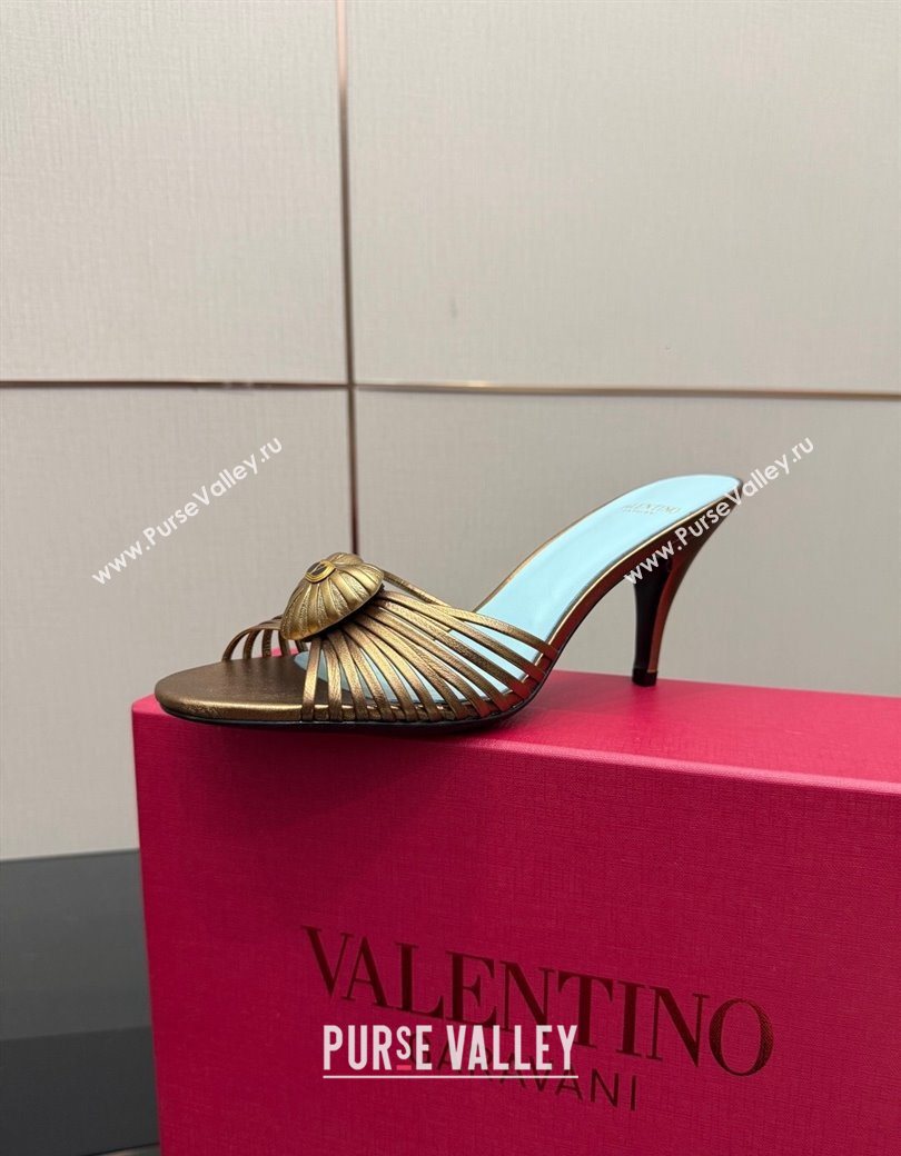 Valentino Heart Calfskin Leather Heel Slides Sandal Bronze Gold 2025 VLTN121501 (KL-251216006)