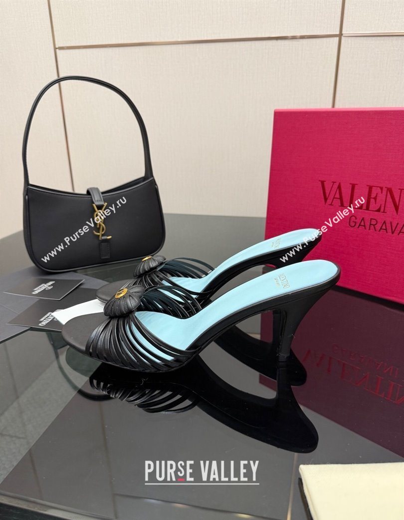 Valentino Heart Calfskin Leather Heel Slides Sandal Black 2025 VLTN121501 (KL-251216007)