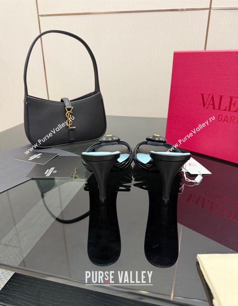 Valentino Heart Calfskin Leather Heel Slides Sandal Black 2025 VLTN121501 (KL-251216007)