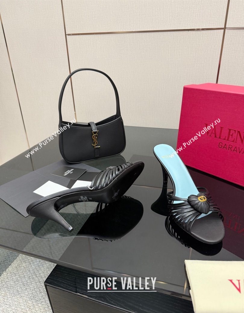 Valentino Heart Calfskin Leather Heel Slides Sandal Black 2025 VLTN121501 (KL-251216007)