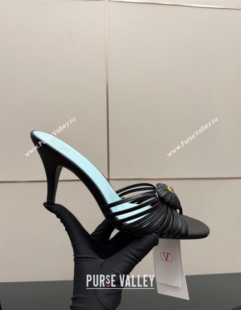 Valentino Heart Calfskin Leather Heel Slides Sandal Black 2025 VLTN121501 (KL-251216007)