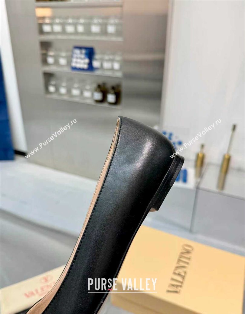 Valentino VALET DU ROI Ballerinas Flat in Calfskin Leather with Tassel Bow Black/Brown 2025 (XL-251215048)