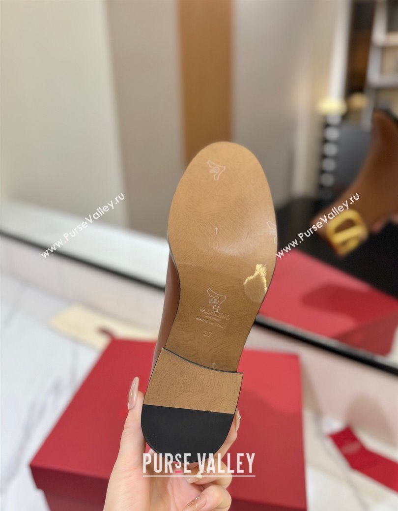 Valentino Maxi-VLogo Heel Ankle Boots 5.5cm in Calfskin Leather Brown 2025 VLTN121603 (MD-251216017)