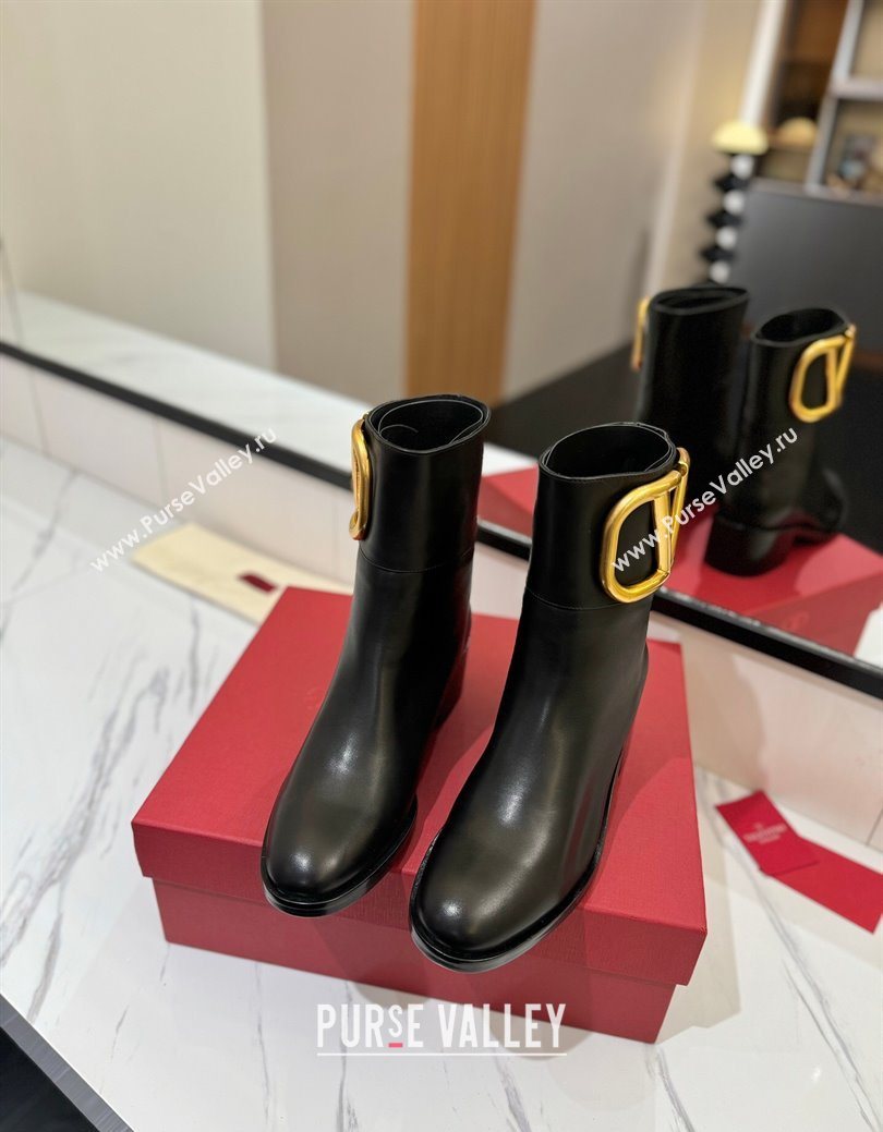 Valentino Maxi-VLogo Heel Ankle Boots 5.5cm in Calfskin Leather Black 2025 VLTN121603 (MD-251216018)