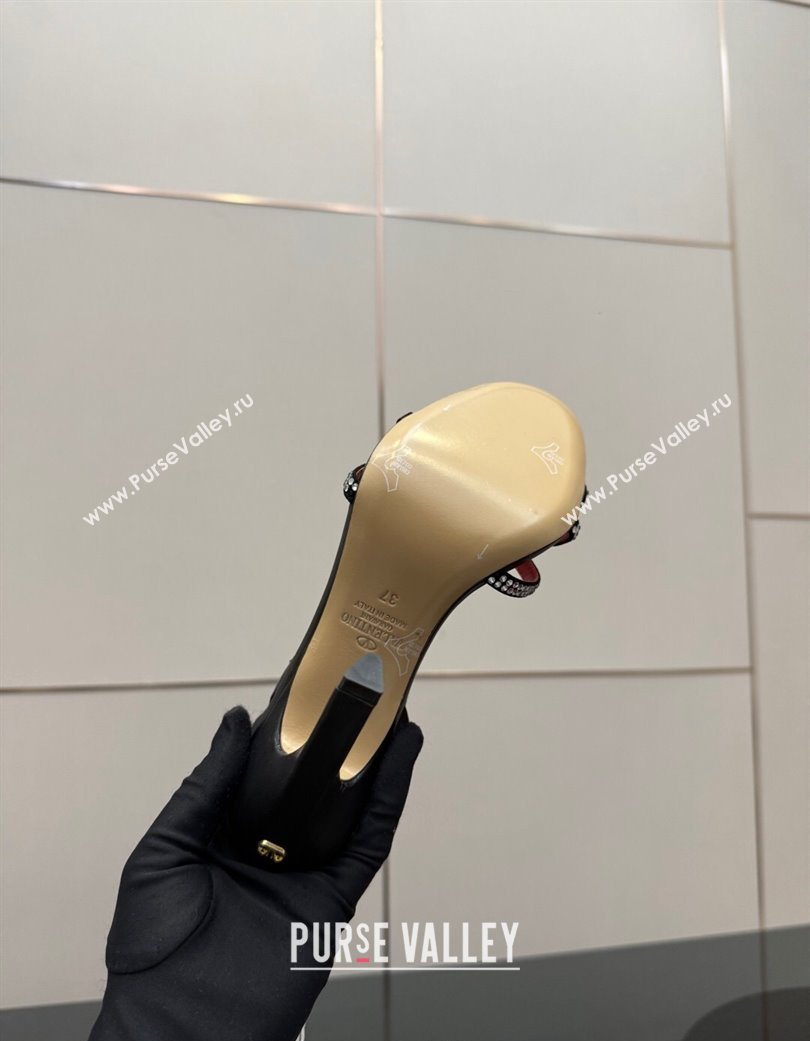 Valentino Calfskin Leather Heel Sandals 10.5cm with Strass Black 2025 VLTN121601 (MD-251216009)