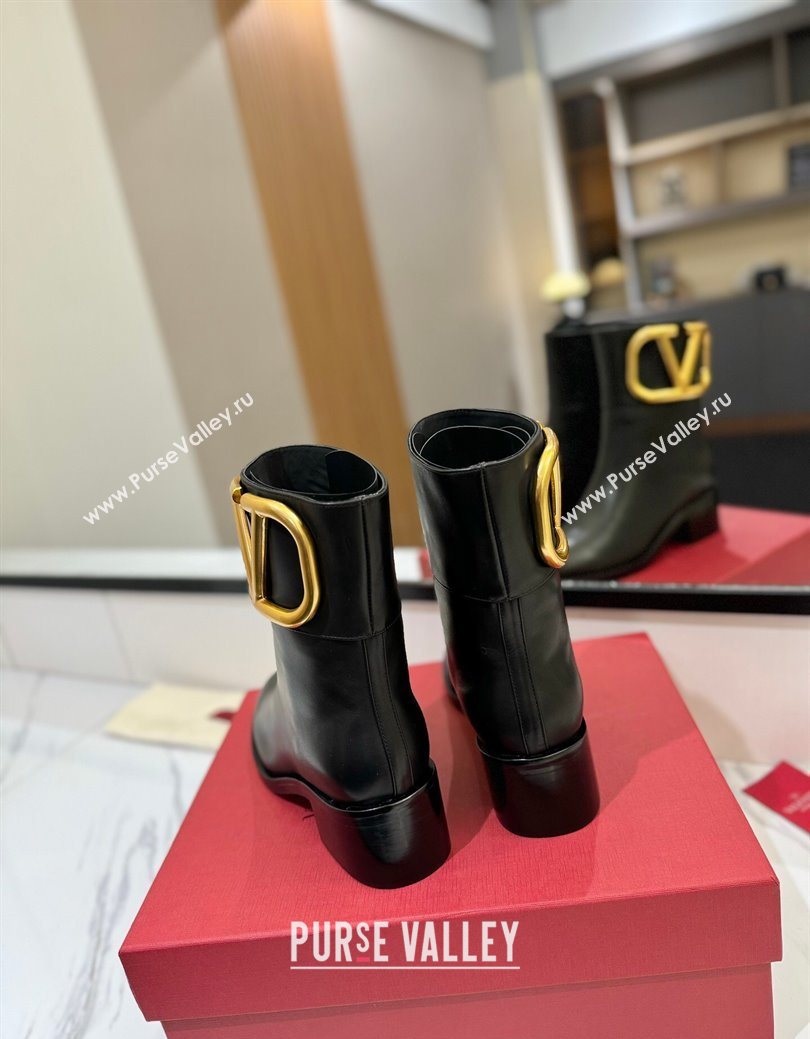 Valentino Maxi-VLogo Heel Ankle Boots 5.5cm in Calfskin Leather Black 2025 VLTN121603 (MD-251216018)