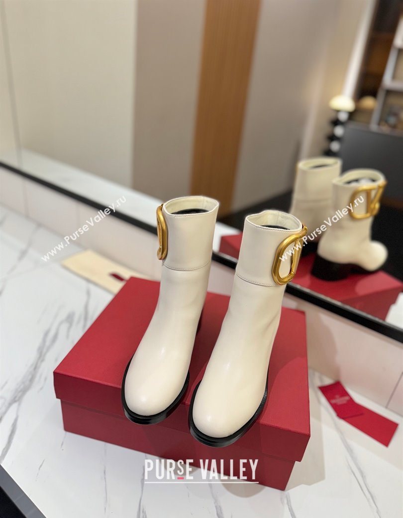Valentino Maxi-VLogo Heel Ankle Boots 5.5cm in Calfskin Leather White 2025 VLTN121603 (MD-251216019)