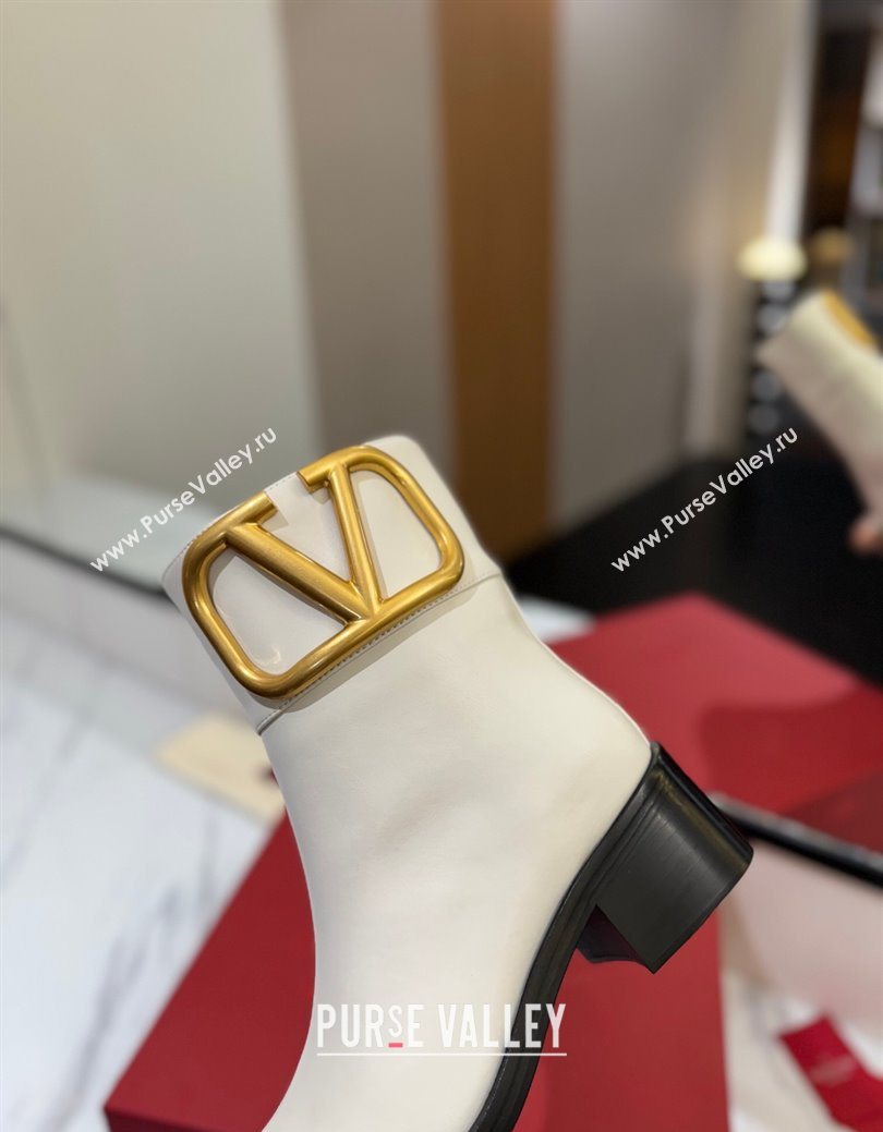Valentino Maxi-VLogo Heel Ankle Boots 5.5cm in Calfskin Leather White 2025 VLTN121603 (MD-251216019)