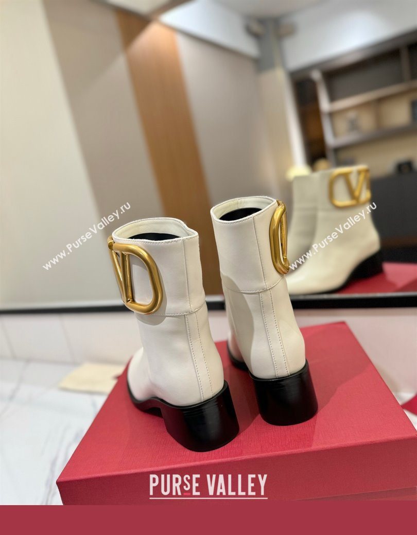 Valentino Maxi-VLogo Heel Ankle Boots 5.5cm in Calfskin Leather White 2025 VLTN121603 (MD-251216019)