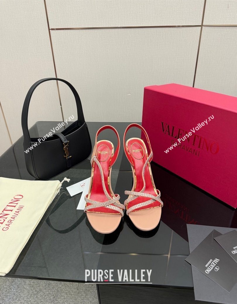 Valentino Calfskin Leather Heel Sandals 10.5cm with Strass Nude 2025 VLTN121601 (MD-251216010)