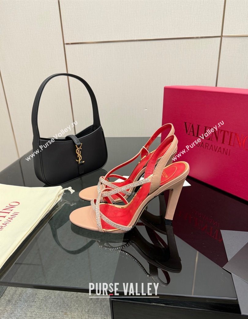Valentino Calfskin Leather Heel Sandals 10.5cm with Strass Nude 2025 VLTN121601 (MD-251216010)