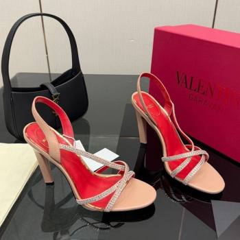 Valentino Calfskin Leather Heel Sandals 10.5cm with Strass Nude 2025 VLTN121601 (MD-251216010)