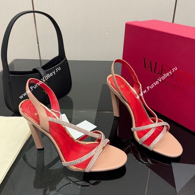 Valentino Calfskin Leather Heel Sandals 10.5cm with Strass Nude 2025 VLTN121601 (MD-251216010)