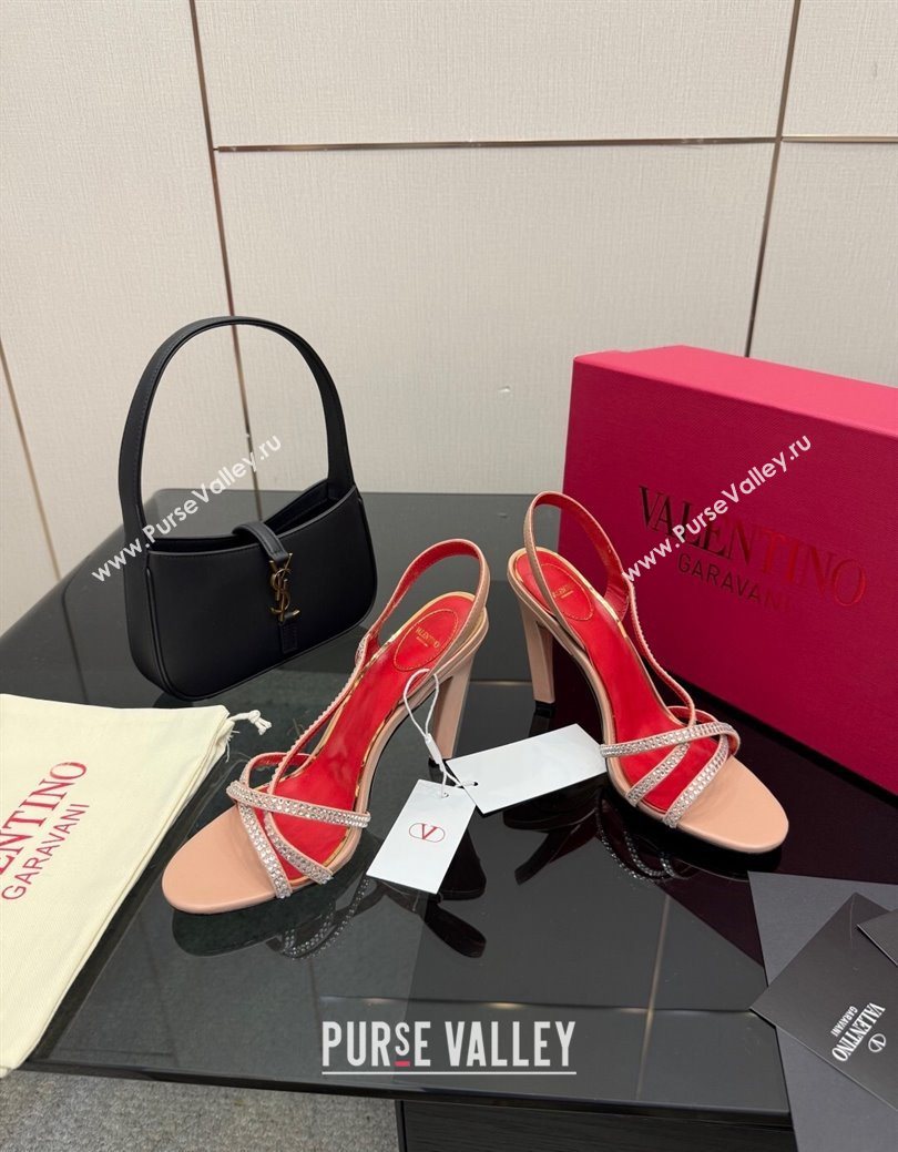 Valentino Calfskin Leather Heel Sandals 10.5cm with Strass Nude 2025 VLTN121601 (MD-251216010)