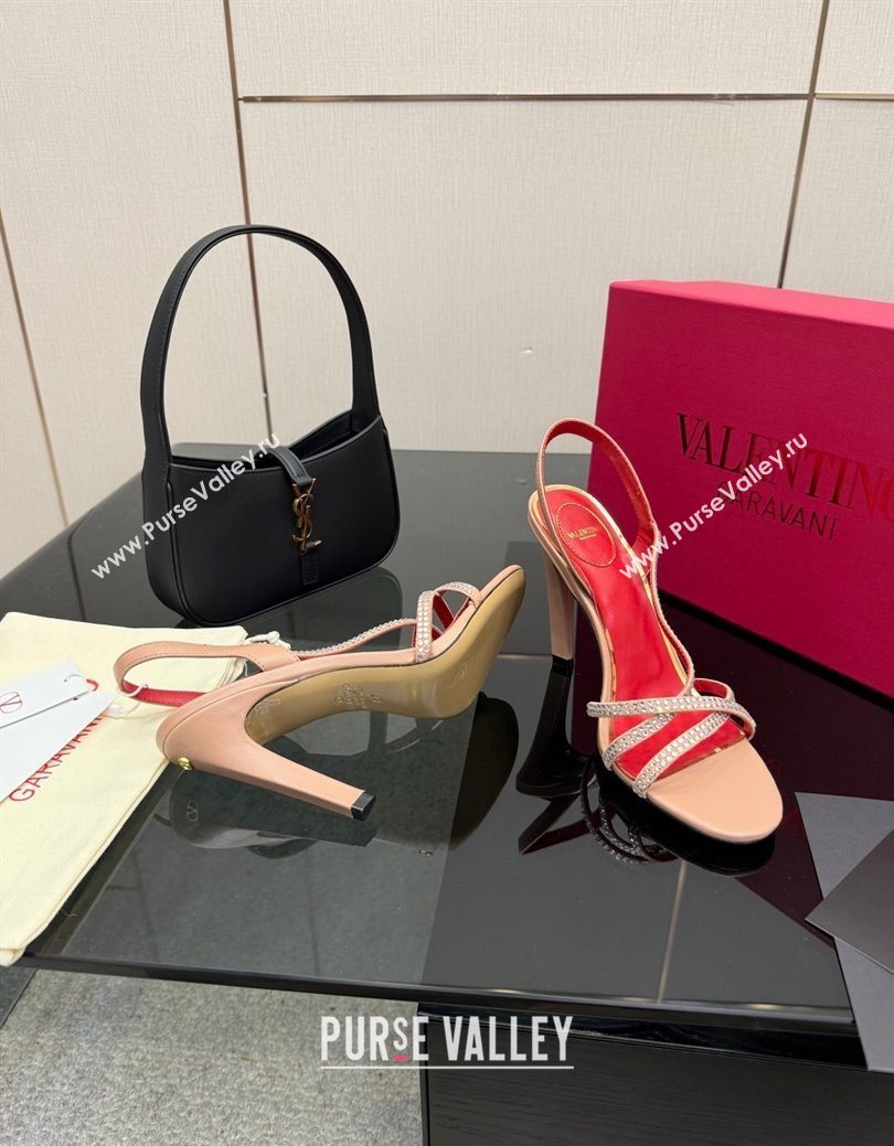 Valentino Calfskin Leather Heel Sandals 10.5cm with Strass Nude 2025 VLTN121601 (MD-251216010)