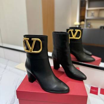 Valentino Maxi-VLogo Heel Ankle Boots 8cm in Calfskin Leather Black 2025 VLTN121603 (MD-251216026)