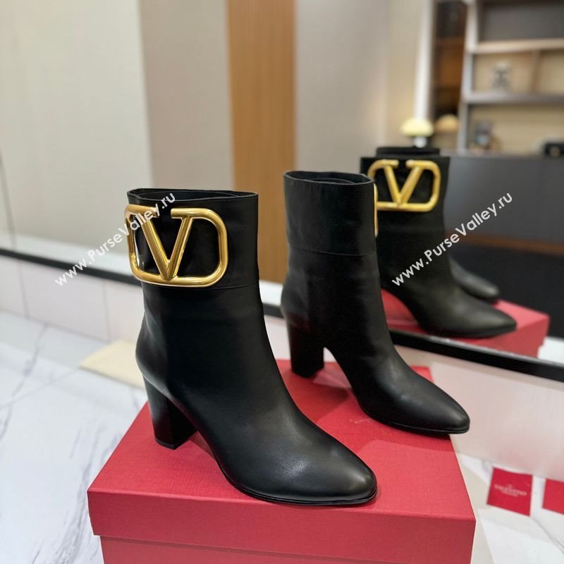 Valentino Maxi-VLogo Heel Ankle Boots 8cm in Calfskin Leather Black 2025 VLTN121603 (MD-251216026)