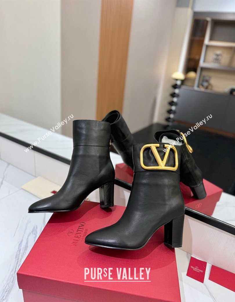 Valentino Maxi-VLogo Heel Ankle Boots 8cm in Calfskin Leather Black 2025 VLTN121603 (MD-251216026)