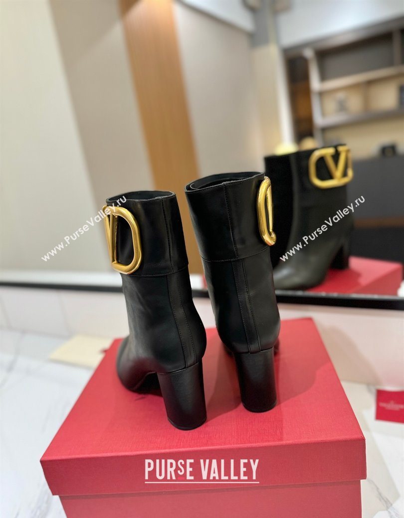 Valentino Maxi-VLogo Heel Ankle Boots 8cm in Calfskin Leather Black 2025 VLTN121603 (MD-251216026)