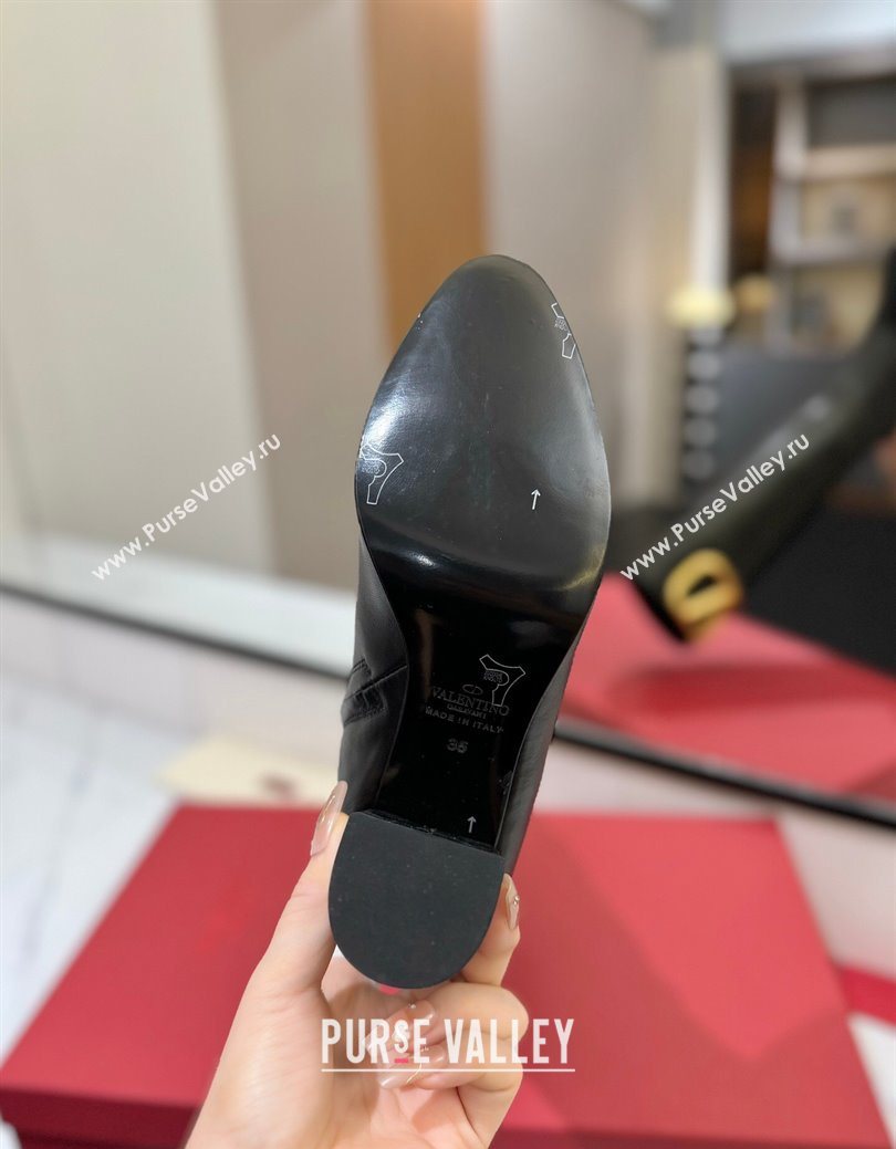 Valentino Maxi-VLogo Heel Ankle Boots 8cm in Calfskin Leather Black 2025 VLTN121603 (MD-251216026)