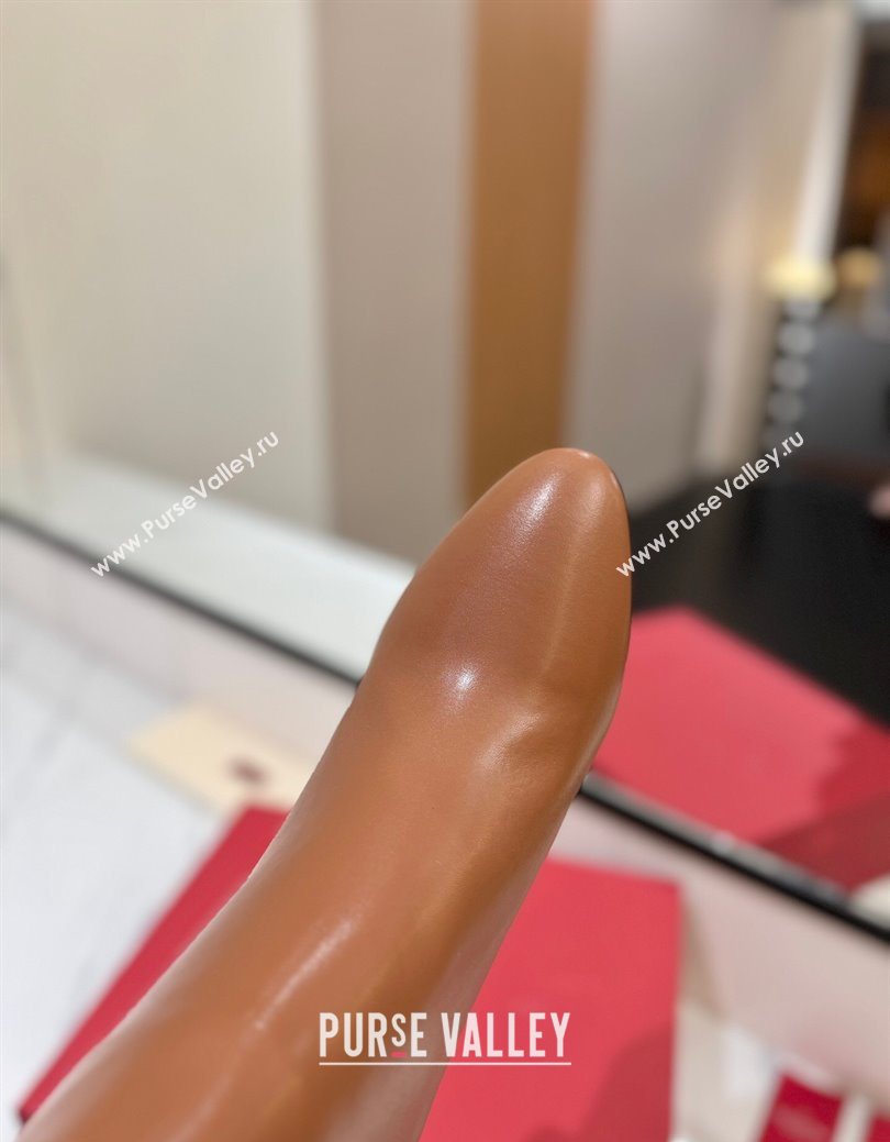 Valentino Maxi-VLogo Heel Ankle Boots 8cm in Calfskin Leather Brown 2025 VLTN121603 (MD-251216027)