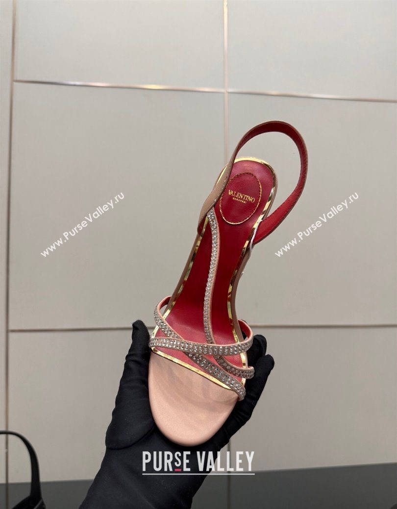 Valentino Calfskin Leather Heel Sandals 10.5cm with Strass Nude 2025 VLTN121601 (MD-251216010)