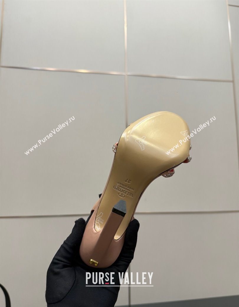 Valentino Calfskin Leather Heel Sandals 10.5cm with Strass Nude 2025 VLTN121601 (MD-251216010)