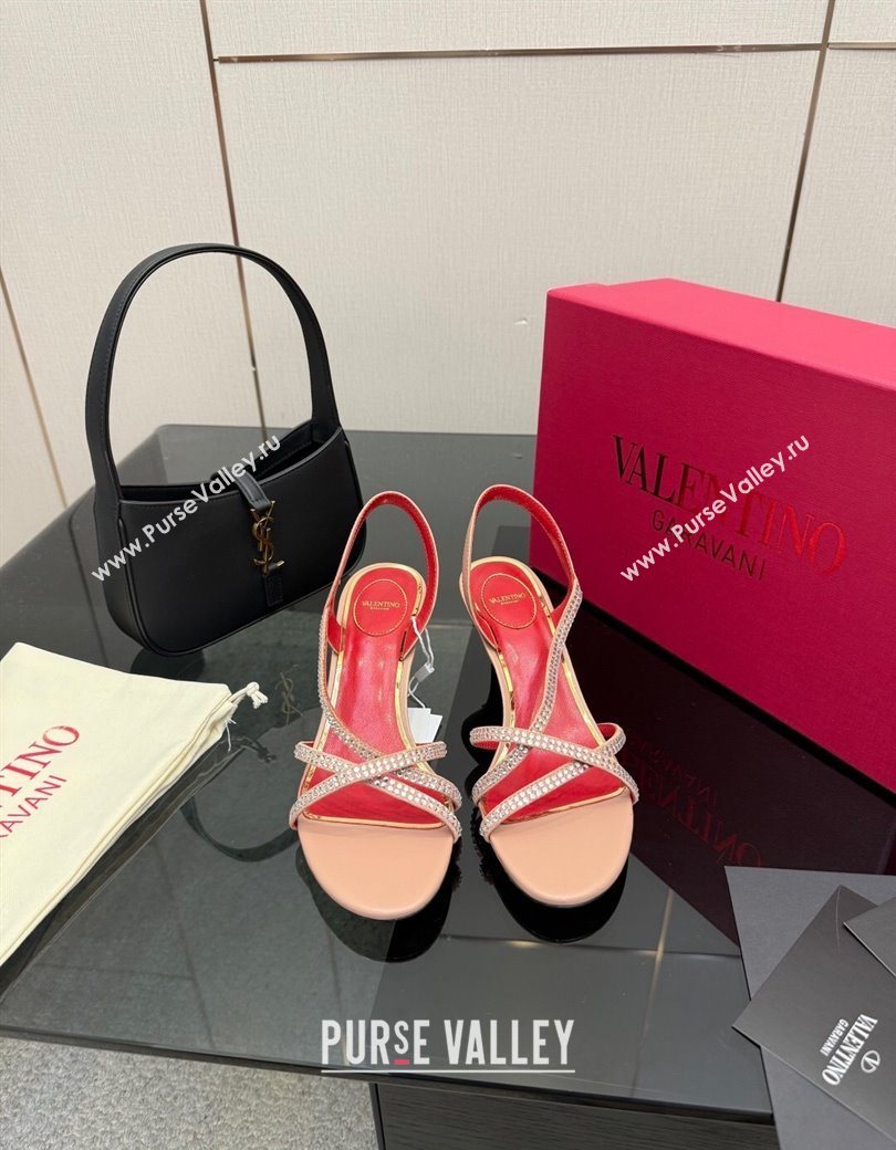 Valentino Calfskin Leather Heel Sandals 5.5cm with Strass Nude 2025 VLTN121601 (MD-251216012)