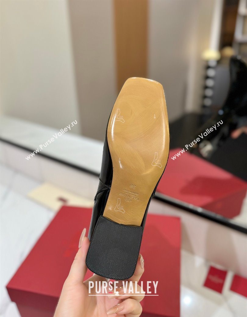 Valentino VLogo Type Heel Ankle Boots 3cm in Patent Leather Black 2025 VLTN121606 (MD-251216041)