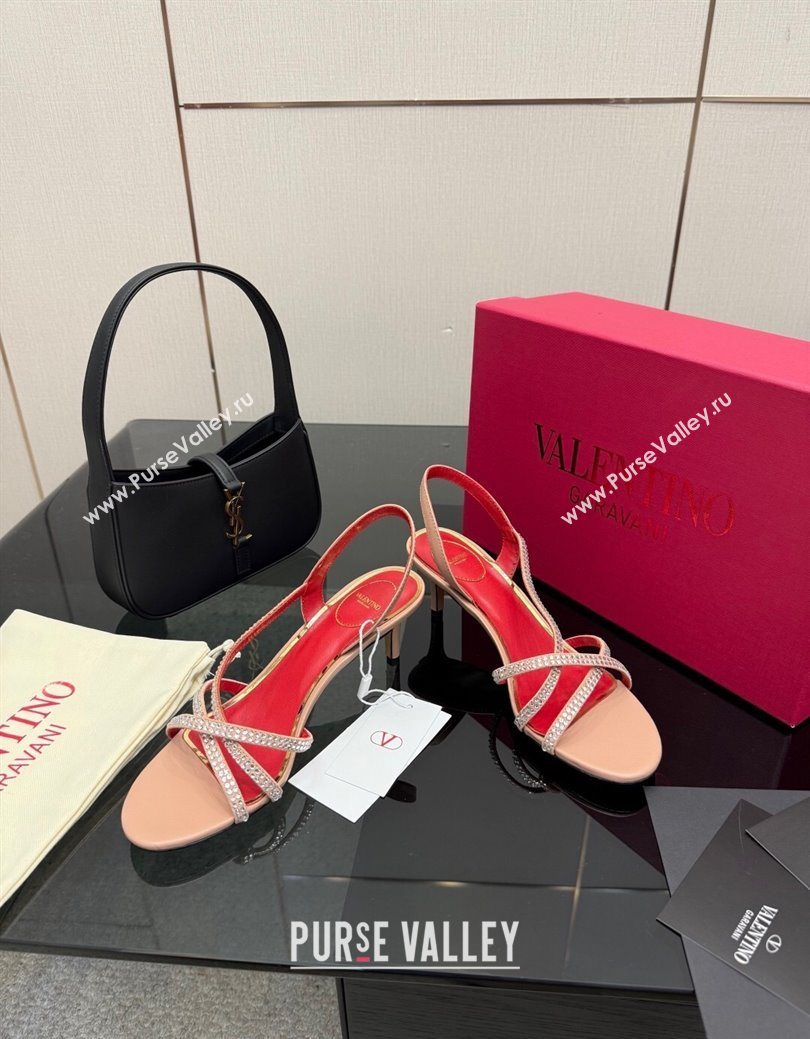 Valentino Calfskin Leather Heel Sandals 5.5cm with Strass Nude 2025 VLTN121601 (MD-251216012)